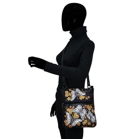NWOT Anuschka Butterfly Dusk Crossbody Bag Purse Hand Painted Art NEW w/o tag - Picture 3 of 8